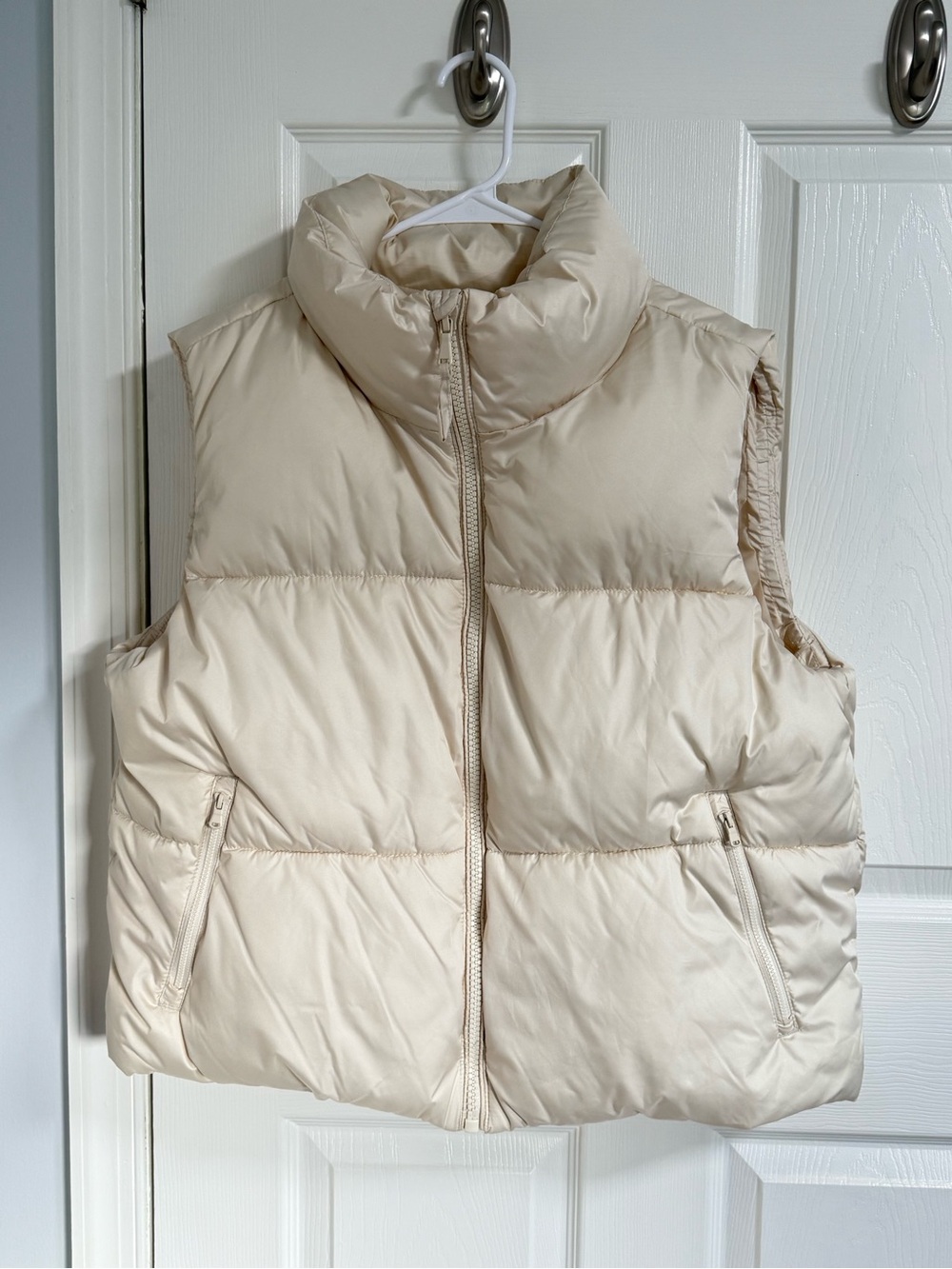 Old Navy Cream Puffer Vest with High Collar